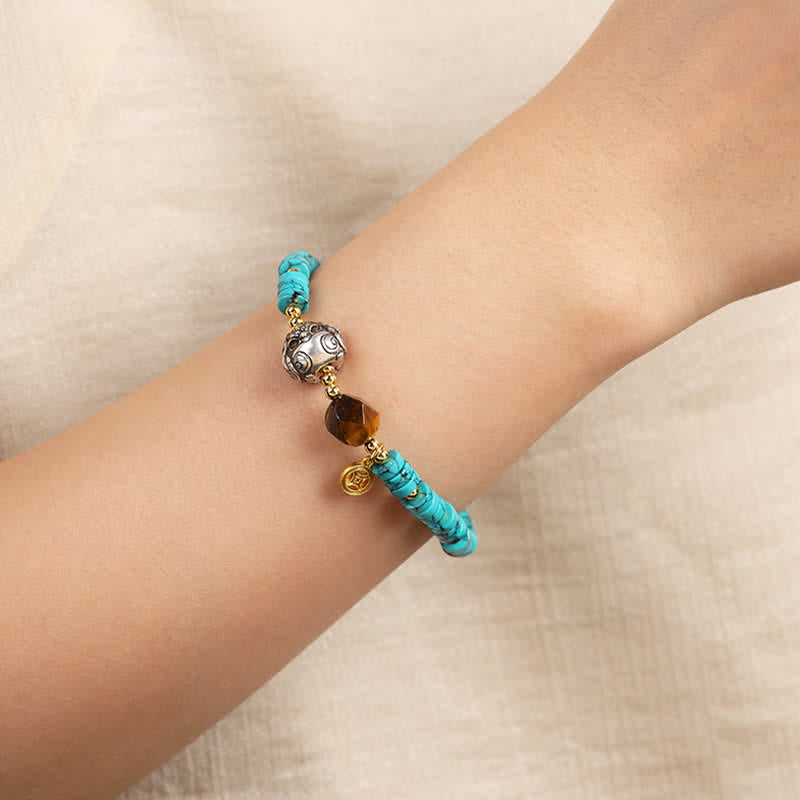 Buddha Stones ターコイズコミュニケーション ハンドメイド 新作 中国製ディスクビーズブレスレット - image 6