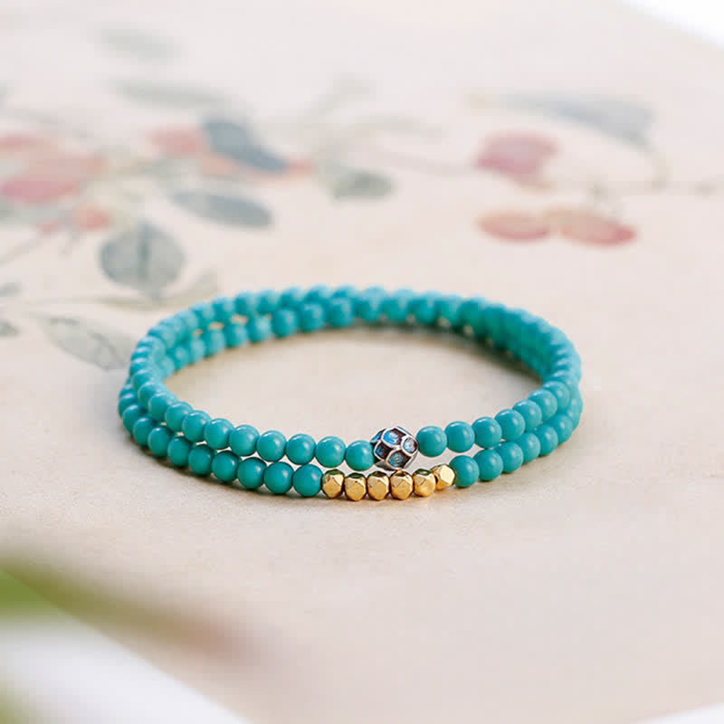 Buddha Stones ターコイズコミュニケーションダブルラップファセットビーズハンドメイドブレスレット - ターコイズ（保護♥コミュニケーション） - image 0