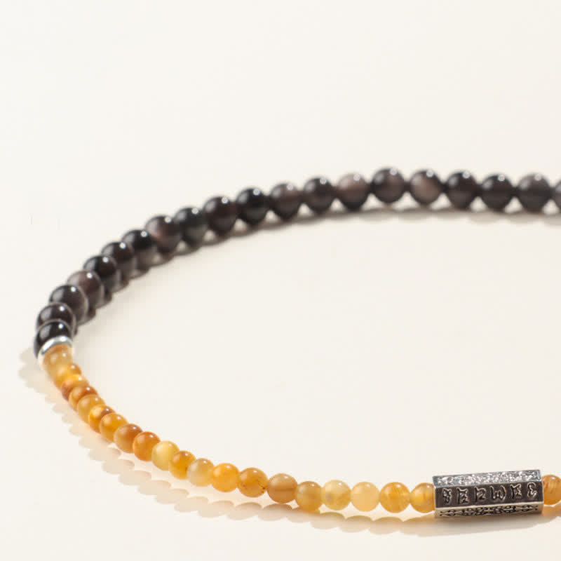 Buddha Stones シルバーシーンオブシディアンオーム・マニ・パドメ・フムグラウンディング ダブルラップブレスレット - image 7