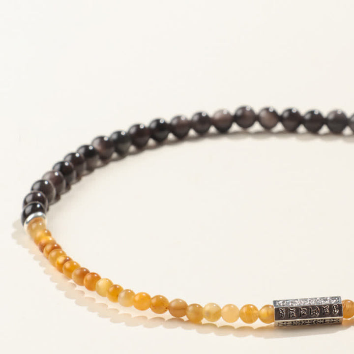 Buddha Stones シルバーシーンオブシディアンオーム・マニ・パドメ・フムグラウンディング ダブルラップブレスレット - image 7