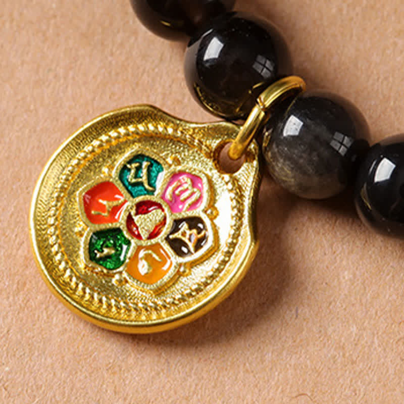 Buddha Stones シルバーシーンオブシディアンガルーダ守護手織りビーズネックレス - image 12