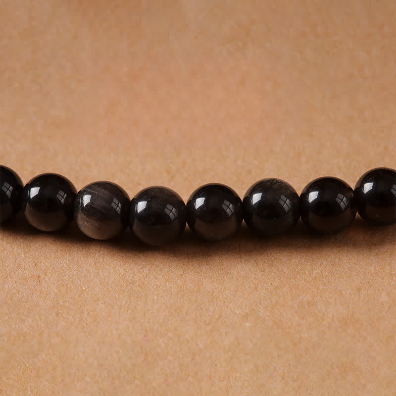 Buddha Stones シルバーシーンオブシディアンガルーダ守護手織りビーズネックレス - image 14