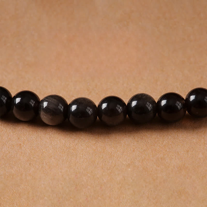 Buddha Stones シルバーシーンオブシディアンガルーダ守護手織りビーズネックレス - image 14