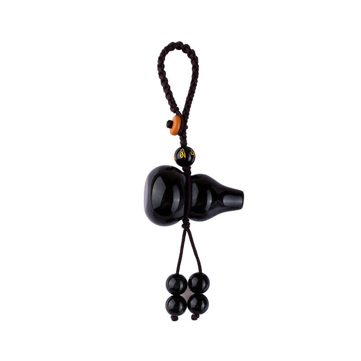 Buddha Stones レインボーオブシディアンひょうたん型保護キーホルダー（手織りヴィンテージキーホルダー） - image 3