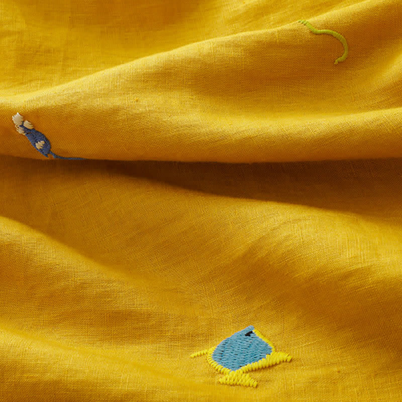 Buddha Stones 夏物カジュアル刺繍入り魚モチーフレディース半袖Tシャツ - image 7