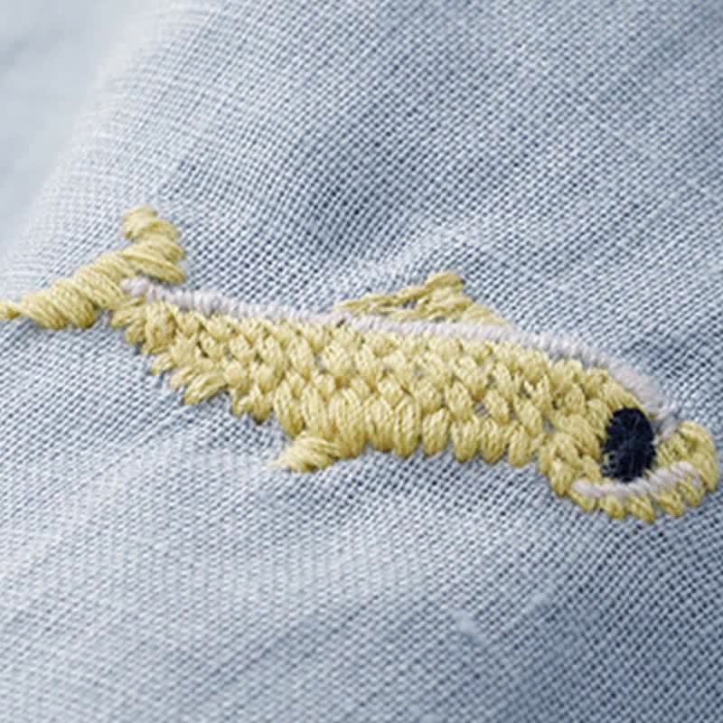 Buddha Stones 夏物カジュアル刺繍入り魚モチーフレディース半袖Tシャツ - image 14