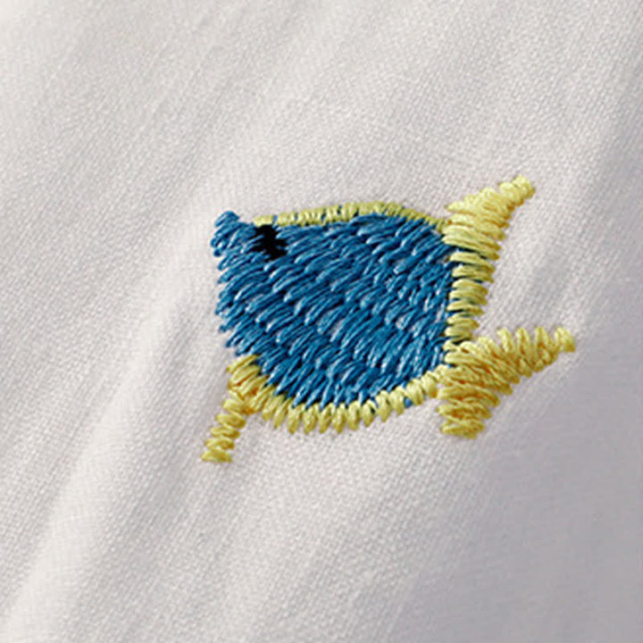 Buddha Stones 夏物カジュアル刺繍入り魚モチーフレディース半袖Tシャツ - image 26