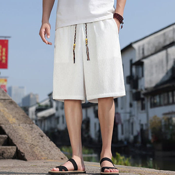 Buddha Stonesサマーカジュアル ドローストリング 無地 バミューダショーツ メンズ ポケット付き - image 6