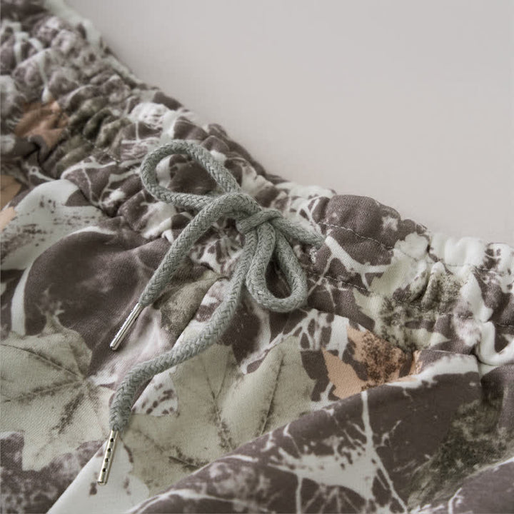 Buddha Stones 夏物カジュアル ドローストリング 抽象的なメープルリーフ柄 レディースショートパンツ ポケット付き - image 2
