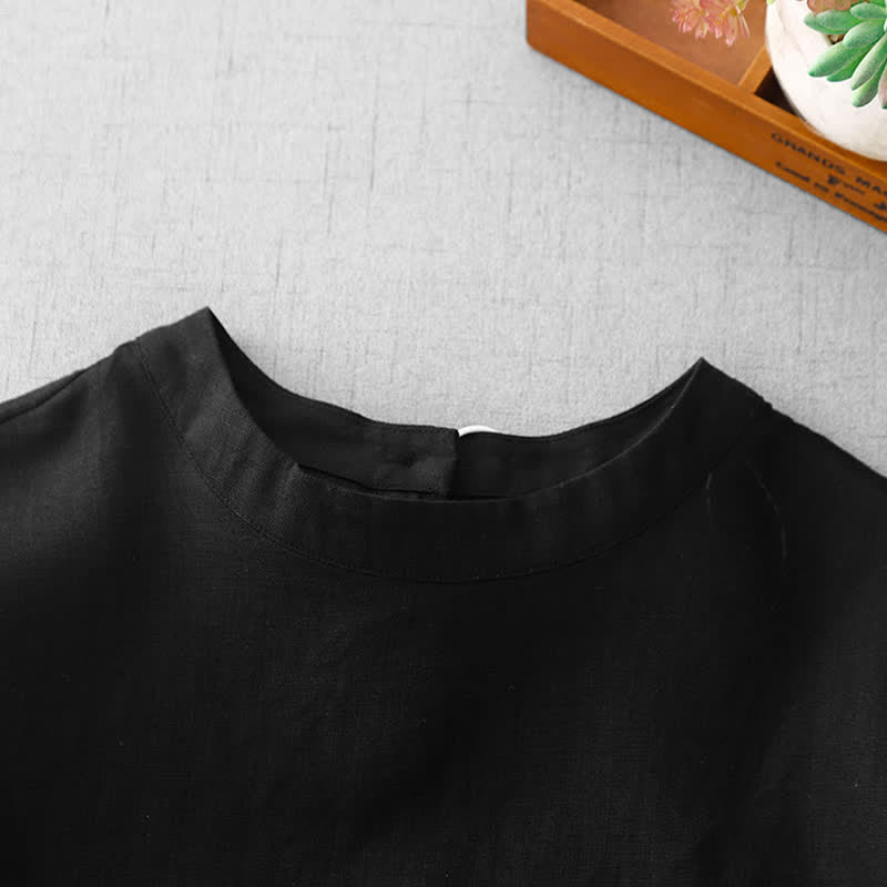 Buddha Stones 夏物カジュアルミニマルバックボタン無地レディース半袖Tシャツ（フロントポケット付き） - image 18
