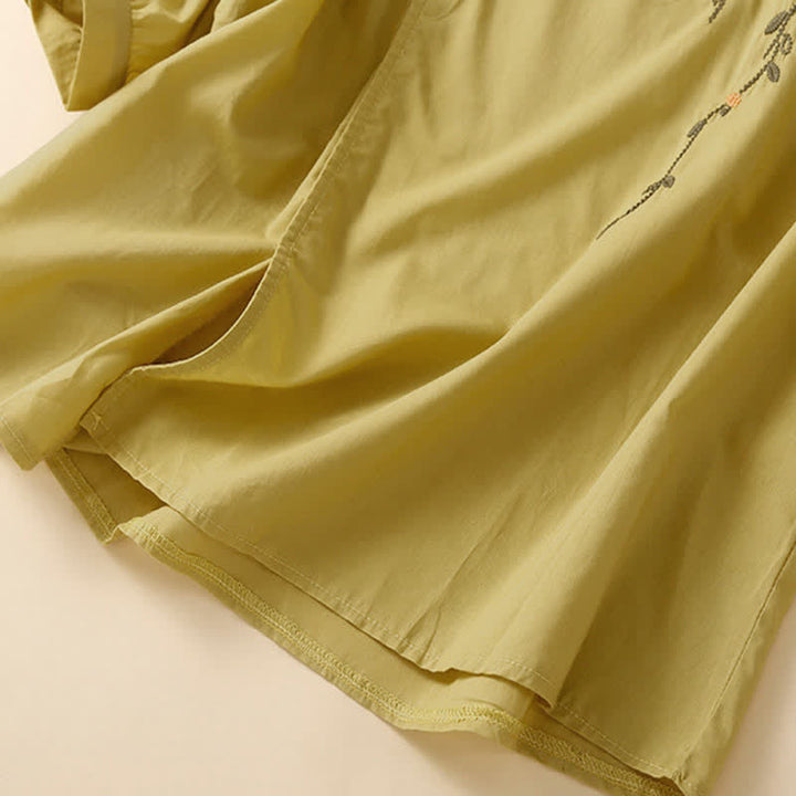 Buddha Stones 夏物カジュアルクルーネック刺繍フラワー柄レディース半袖Tシャツ - image 12