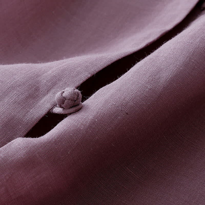 Buddha Stones 夏物無地マンダリンカラー七分袖レディースシャツ - image 5