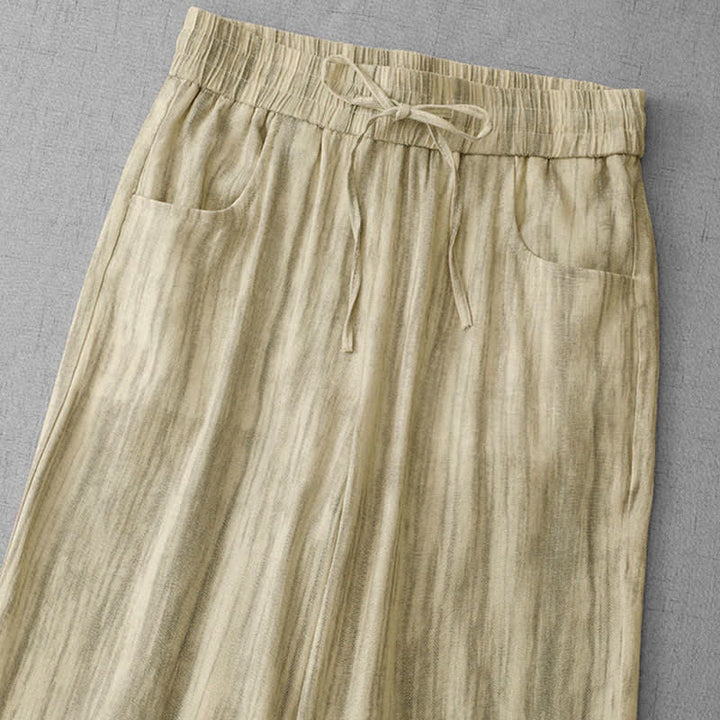 Buddha Stones 夏物カジュアル ドローストリング ストライプ ゴムウエスト レディース ストレートレッグパンツ ポケット付き - image 8
