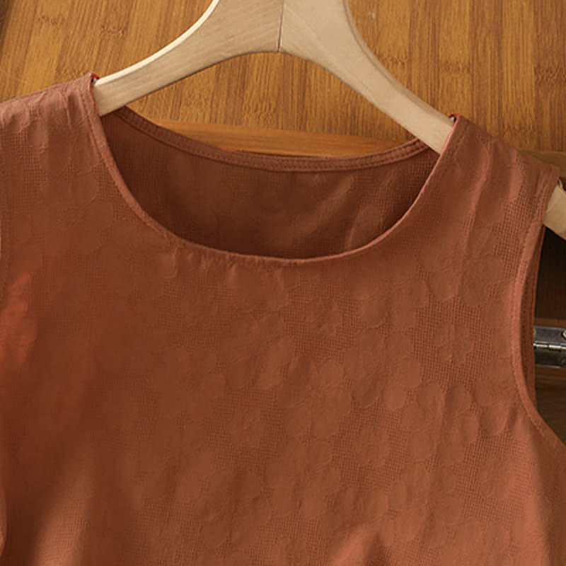 Buddha Stones 夏物カジュアルサイドスリットフラワーレディースノースリーブTシャツタンクトップ - image 2