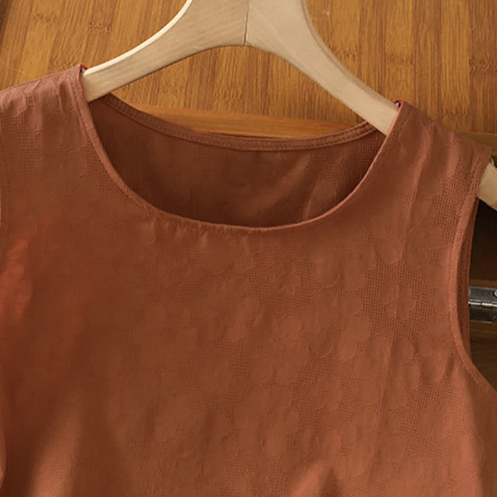 Buddha Stones 夏物カジュアルサイドスリットフラワーレディースノースリーブTシャツタンクトップ - image 2