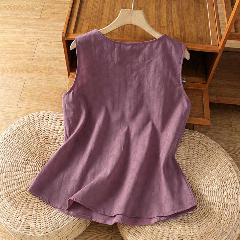 Buddha Stones 夏物カジュアルサイドスリットフラワーレディースノースリーブTシャツタンクトップ - image 8