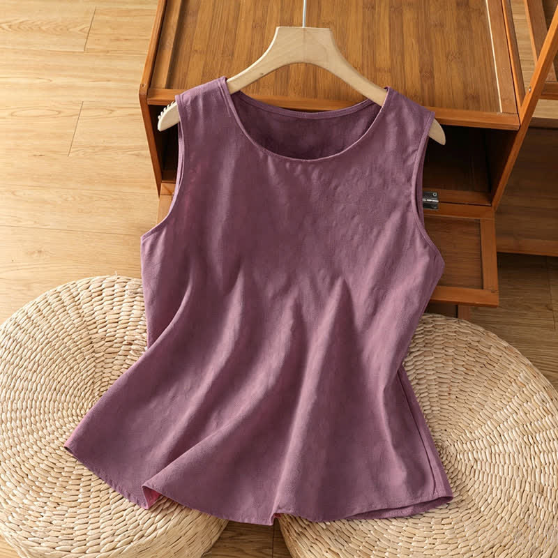 Buddha Stones 夏物カジュアルサイドスリットフラワーレディースノースリーブTシャツタンクトップ - 淡い紫がかった赤 - US8-10，UK/AU12-14，EU40-42 (2XL) - image 7