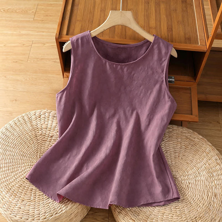 Buddha Stones 夏物カジュアルサイドスリットフラワーレディースノースリーブTシャツタンクトップ - 淡い紫がかった赤 - US8-10，UK/AU12-14，EU40-42 (2XL) - image 7