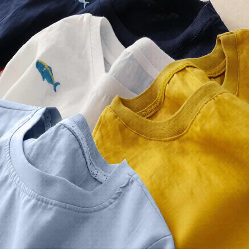 Buddha Stones 夏物カジュアル刺繍入り魚モチーフレディース半袖Tシャツ - image 30