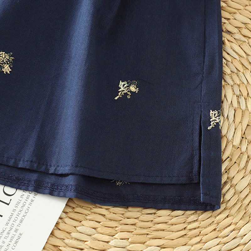 Buddha Stones 夏物 ヴィンテージ 唐風 マンダリンカラー 刺繍入り 小花柄 タンクトップ レディース ノースリーブシャツ - image 13
