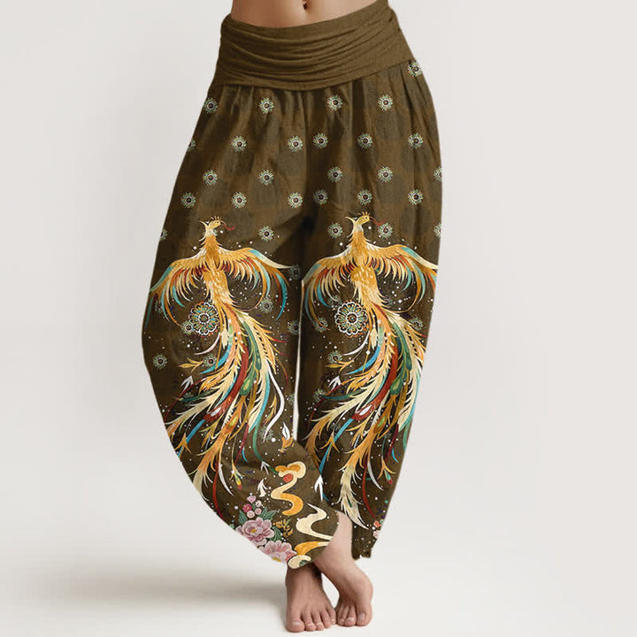 Buddha Stones コットンゴールドフェニックス柄レディースゴムウエストハーレムパンツ - ペルー - US16、 UK/AU20、 EU48 (3XL) - image 5