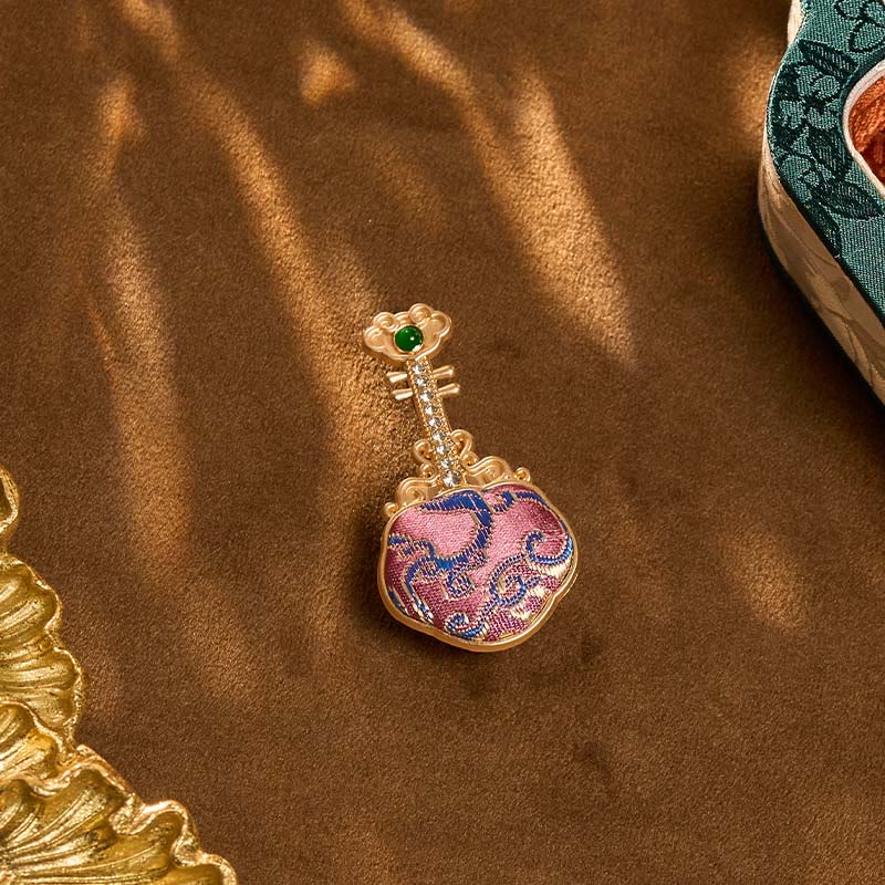 Buddha Stones 宋錦織手作り紫琵琶型エネルギーブローチ - image 8