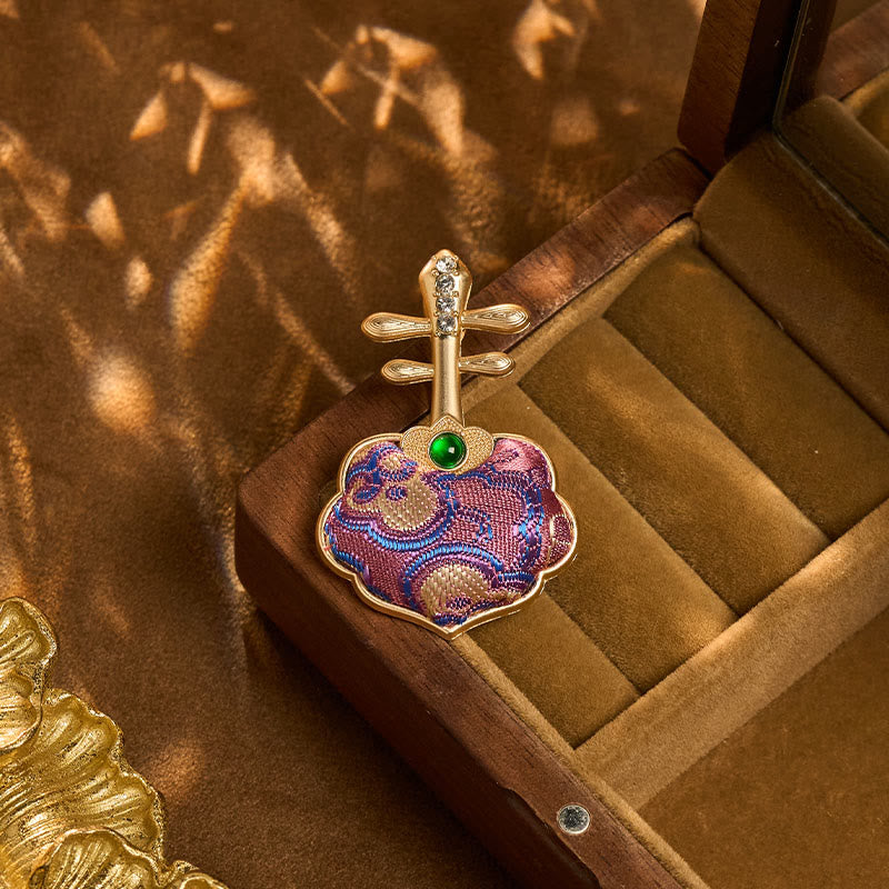 Buddha Stones 宋錦織手作り紫琵琶型エネルギーブローチ - image 5