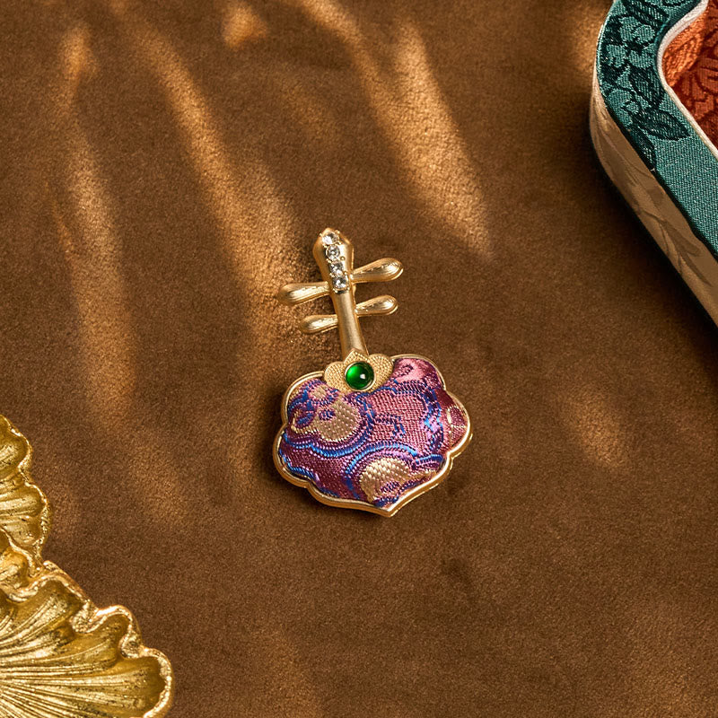 Buddha Stones 宋錦織手作り紫琵琶型エネルギーブローチ - image 10