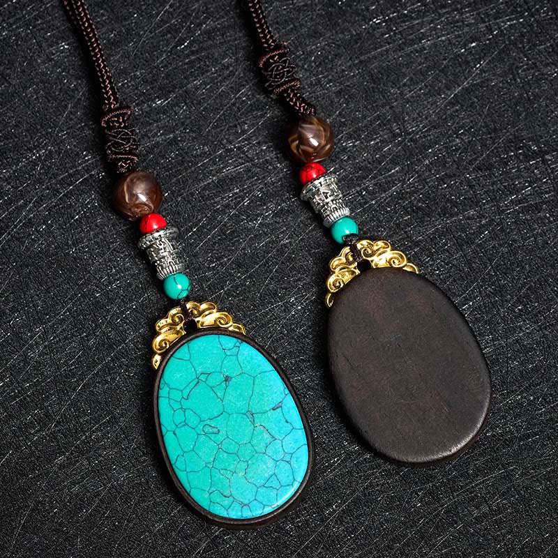 Buddha Stones 黒檀の知恵を込めた手作りの部族風オーバルネックレス - image 11