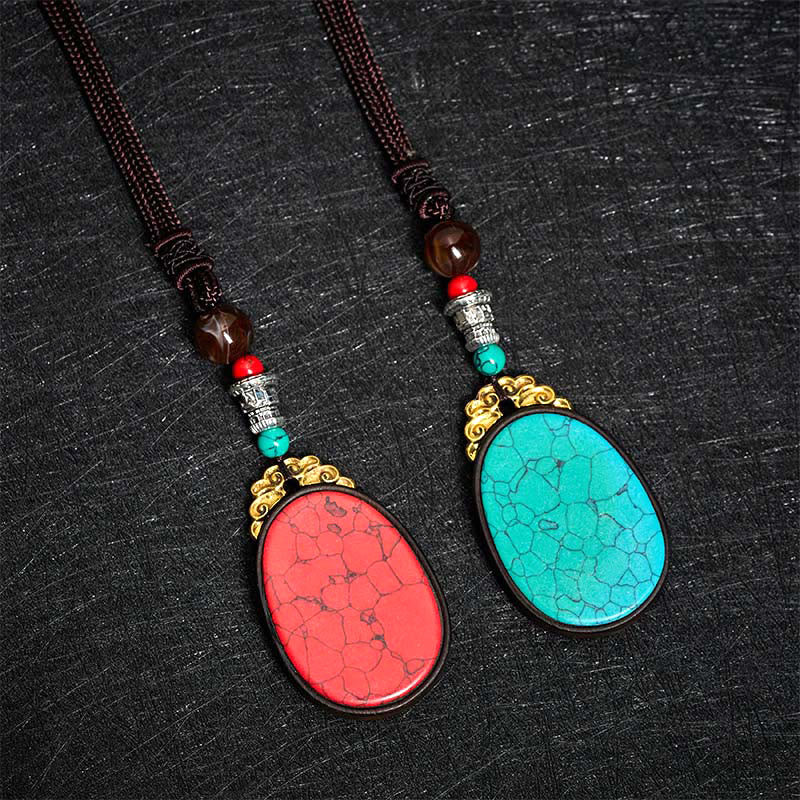 Buddha Stones 黒檀の知恵を込めた手作りの部族風オーバルネックレス - image 12