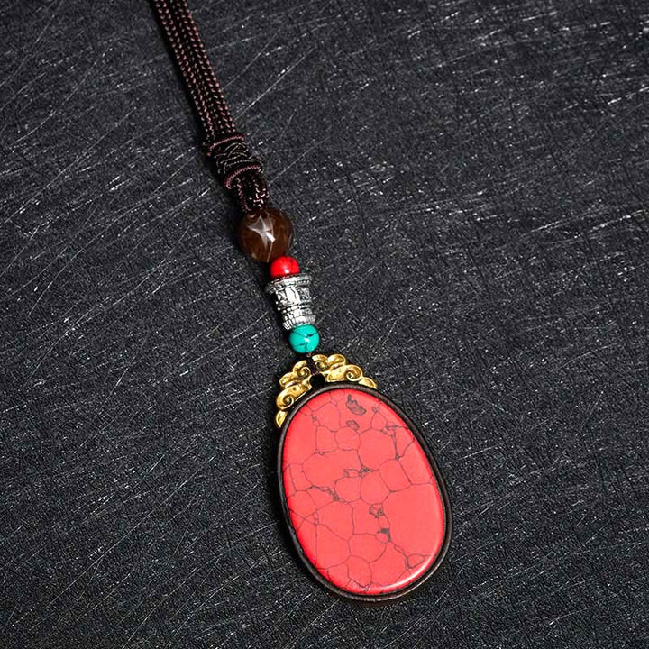 Buddha Stones 黒檀の知恵を込めた手作りの部族風オーバルネックレス - image 8