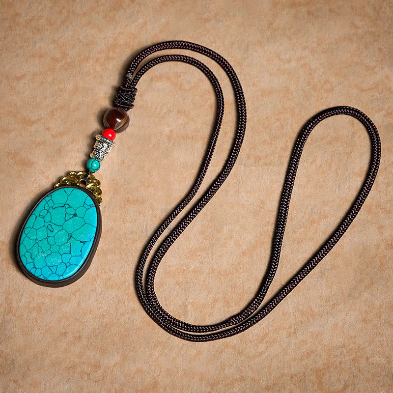 Buddha Stones 黒檀の知恵を込めた手作りの部族風オーバルネックレス - image 9