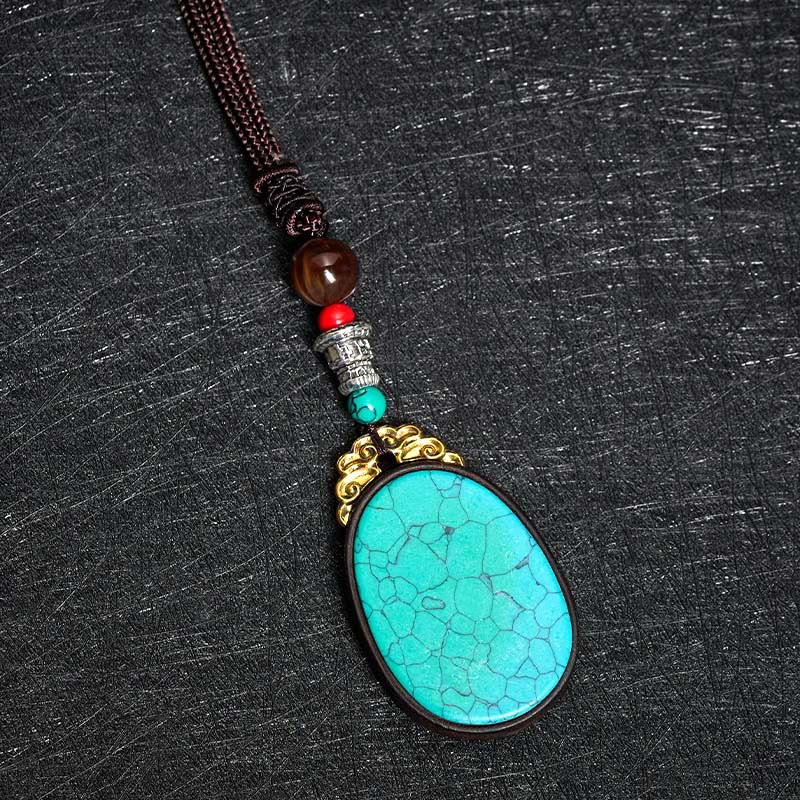 Buddha Stones 黒檀の知恵を込めた手作りの部族風オーバルネックレス - image 7