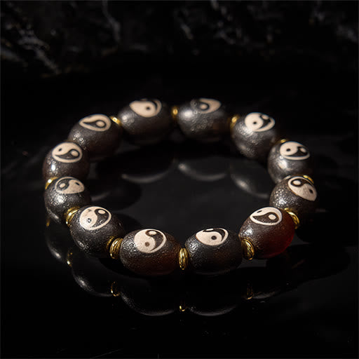 Buddha Stones チベット Dzi ビーズ瑪瑙陰陽シンボル守護ブレスレット - image 2