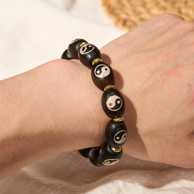 Buddha Stones チベット Dzi ビーズ瑪瑙陰陽シンボル守護ブレスレット - image 11