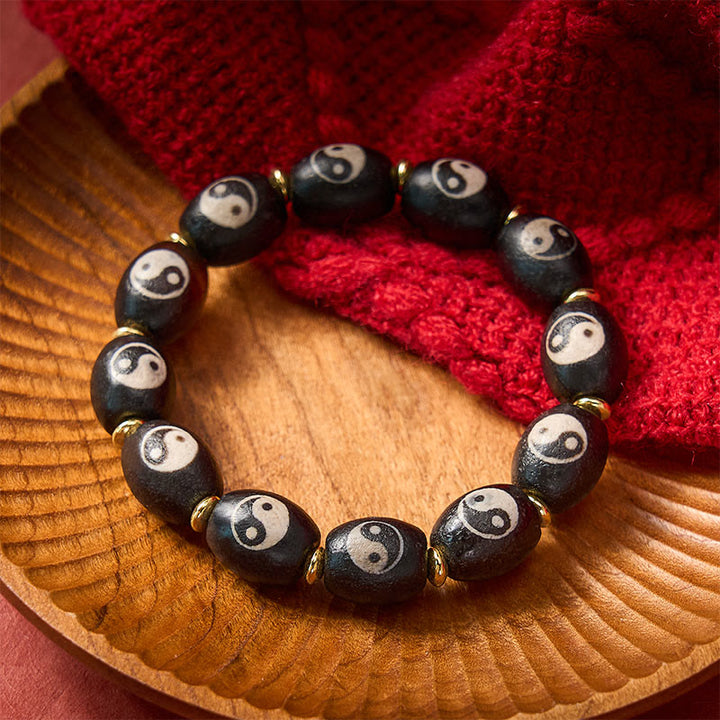 Buddha Stones チベット Dzi ビーズ瑪瑙陰陽シンボル守護ブレスレット - image 9