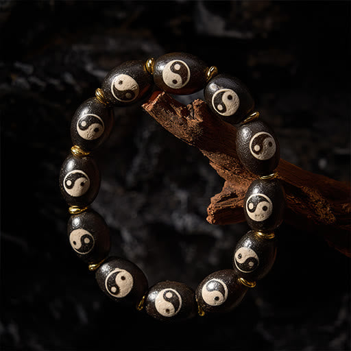Buddha Stones チベット Dzi ビーズ瑪瑙陰陽シンボル守護ブレスレット - image 3