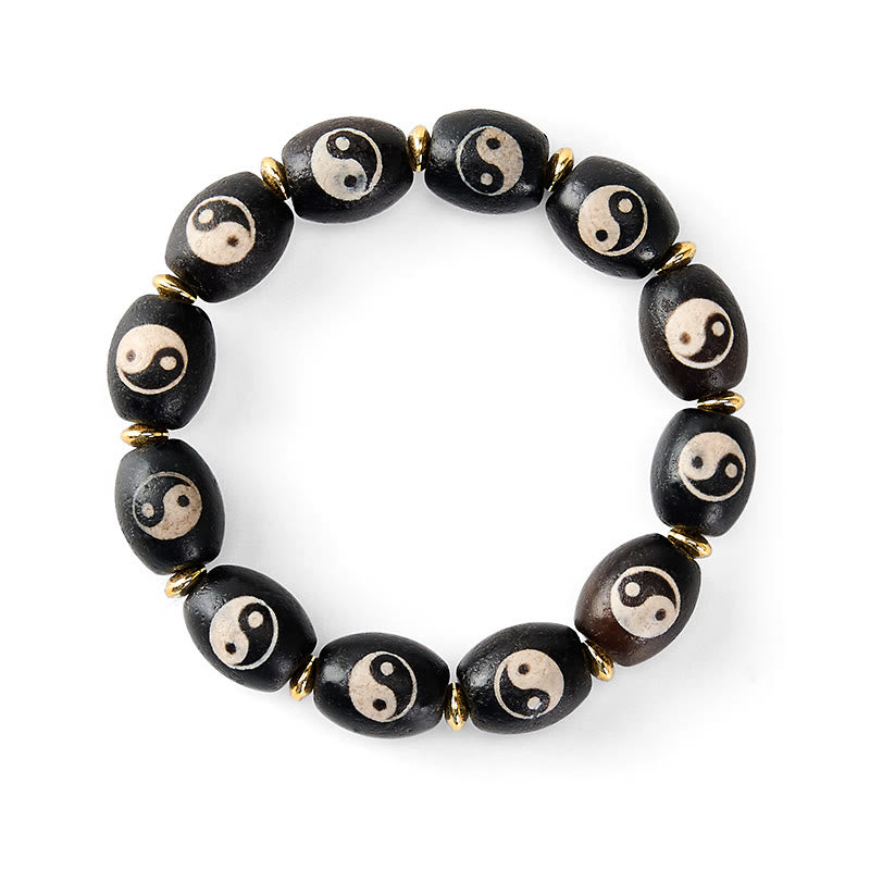 Buddha Stones チベット Dzi ビーズ瑪瑙陰陽シンボル守護ブレスレット - image 5