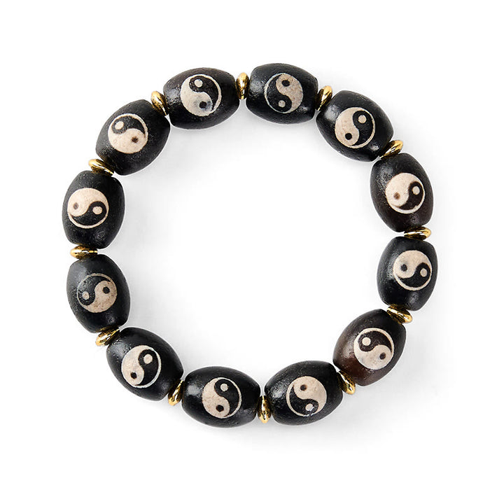 Buddha Stones チベット Dzi ビーズ瑪瑙陰陽シンボル守護ブレスレット - image 5