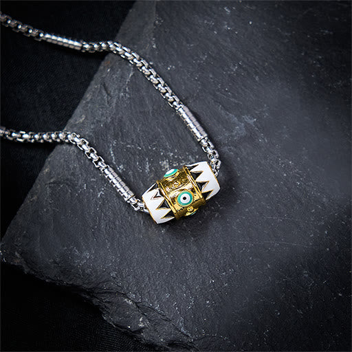 Buddha Stones 銅製エナメル製邪視除けペンダントネックレス - 銅（富♥幸運） - image 0