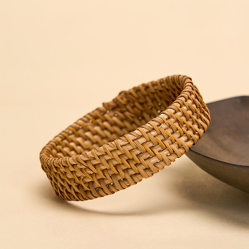 Buddha Stones 手織りラタン製グラウンディング ボヘミアン ワイドブレスレット バングル - image 1