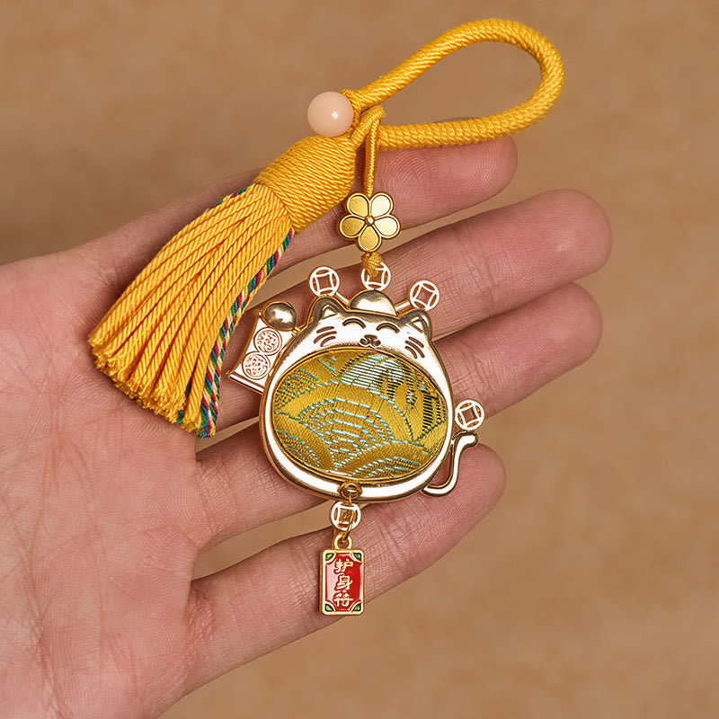 Buddha Stones 宋錦の招き猫豊かさのタッセルキーホルダー - image 6
