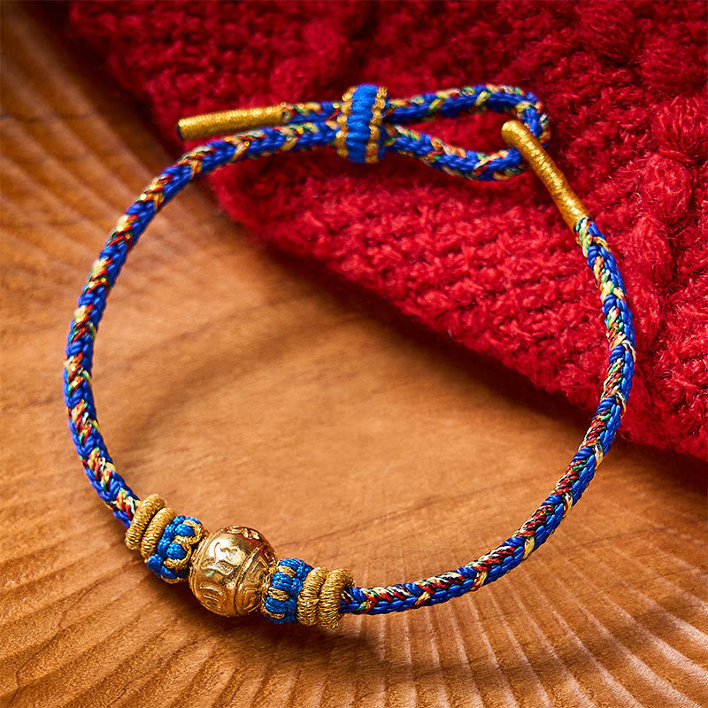 Buddha Stones 手織りストリングオーム・マニ・パドメ・フム平和ブレスレット - image 1