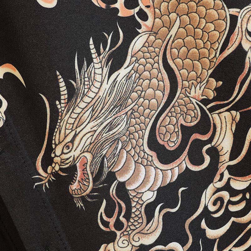 Buddha Stones 夏物 ドラゴン柄 ボタンアップ メンズ 半袖シャツ - image 8