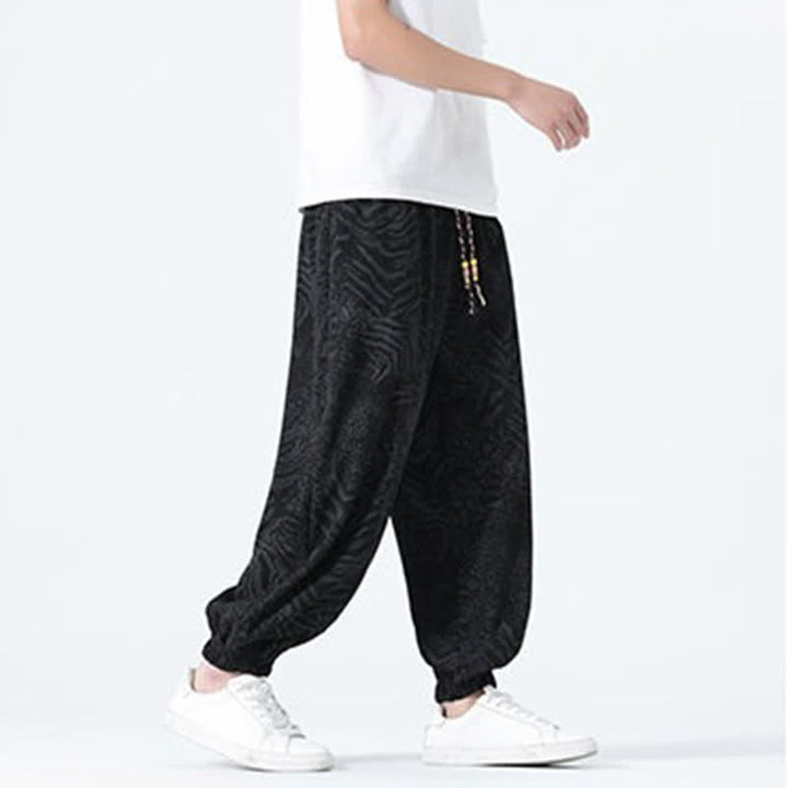 Buddha Stones 春夏カジュアルボヘミアンドローストリングレオパードクロップドパンツメンズハーレムパンツポケット付き - image 10