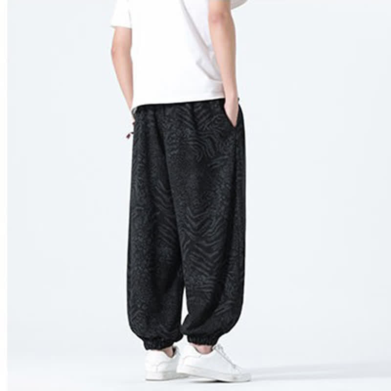 Buddha Stones 春夏カジュアルボヘミアンドローストリングレオパードクロップドパンツメンズハーレムパンツポケット付き - image 11