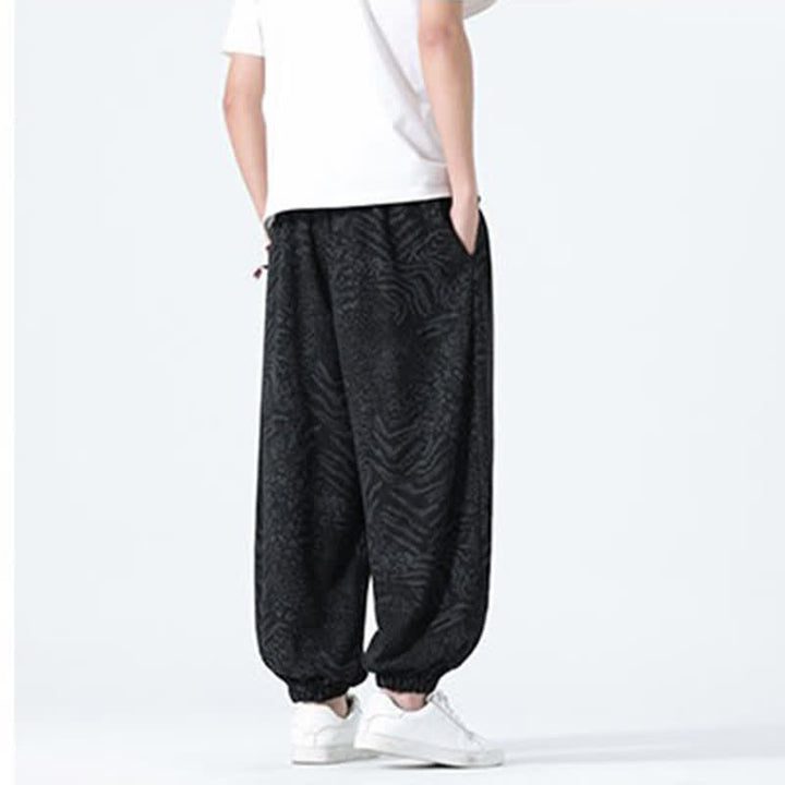 Buddha Stones 春夏カジュアルボヘミアンドローストリングレオパードクロップドパンツメンズハーレムパンツポケット付き - image 11