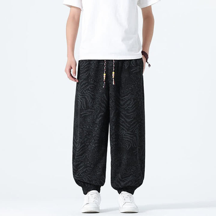 Buddha Stones 春夏カジュアルボヘミアンドローストリングレオパードクロップドパンツメンズハーレムパンツポケット付き - image 12