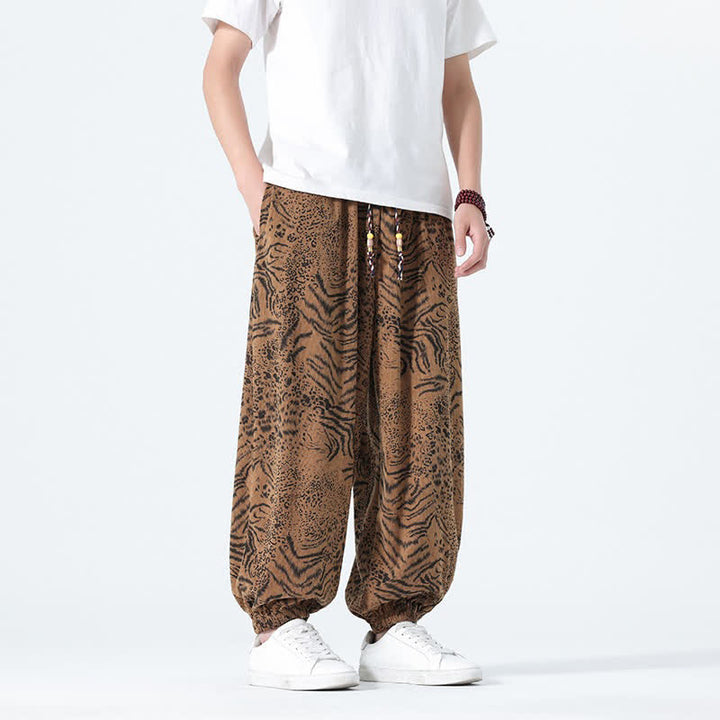 Buddha Stones 春夏カジュアルボヘミアンドローストリングレオパードクロップドパンツメンズハーレムパンツポケット付き - image 22