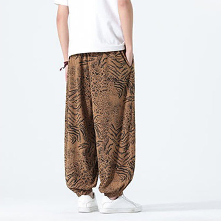 Buddha Stones 春夏カジュアルボヘミアンドローストリングレオパードクロップドパンツメンズハーレムパンツポケット付き - image 20